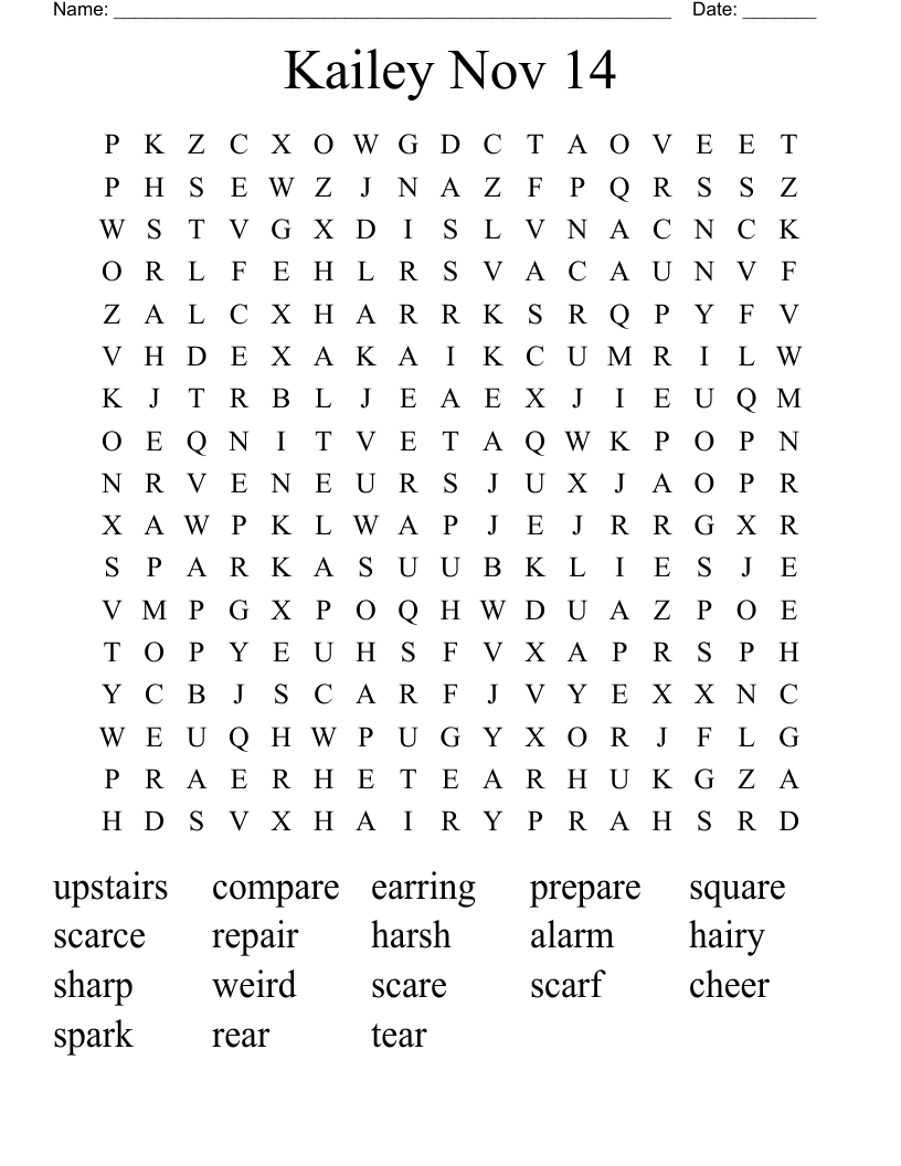Kailey Nov 14 Word Search
