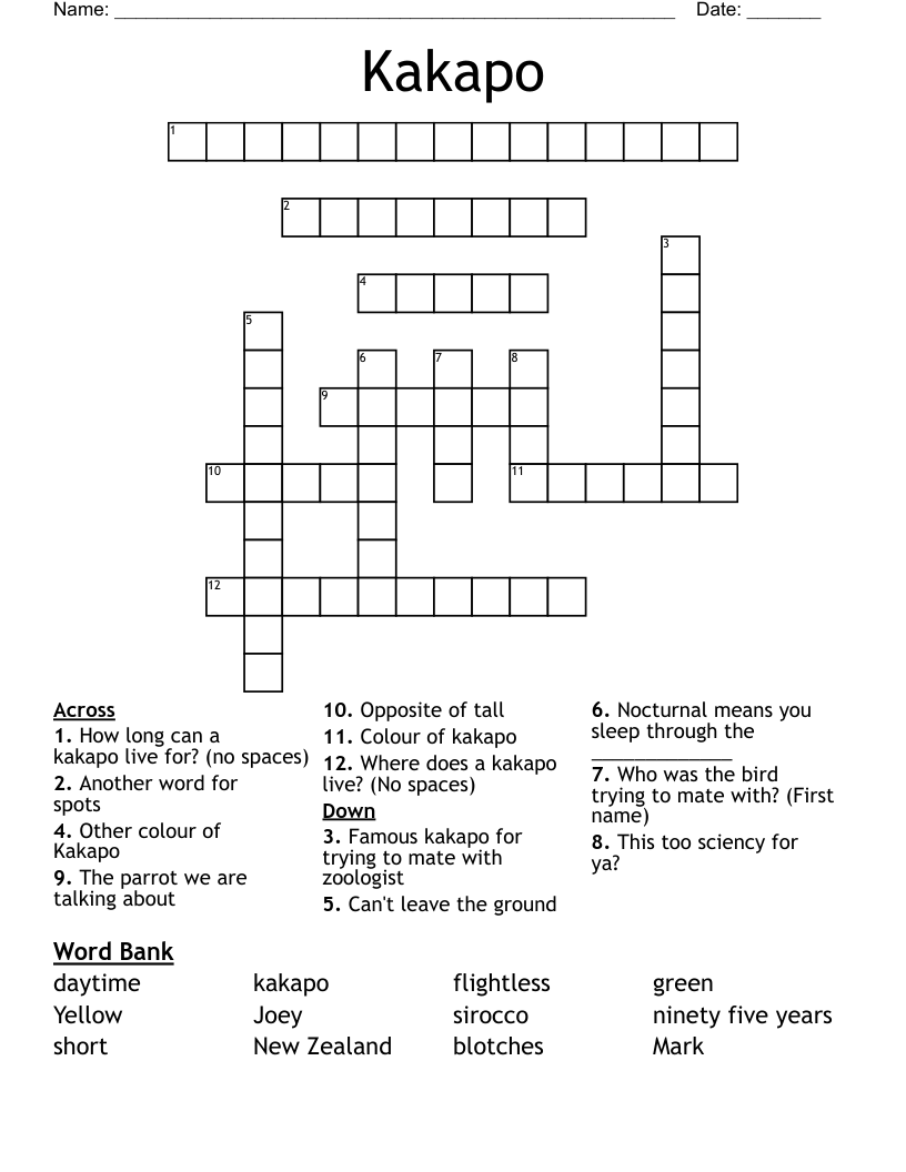 Kakapo Crossword