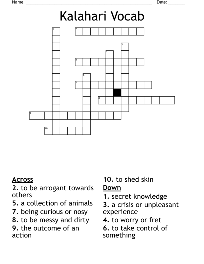 Kalahari Vocab Crossword