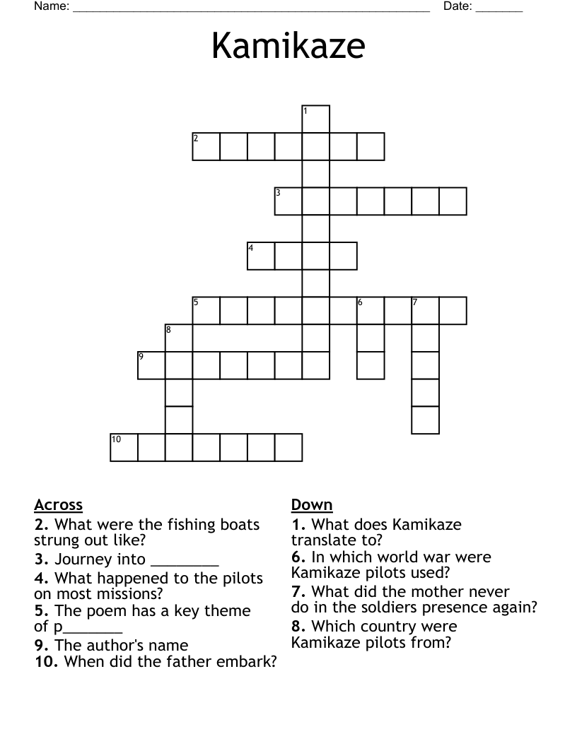 Kamikaze Crossword