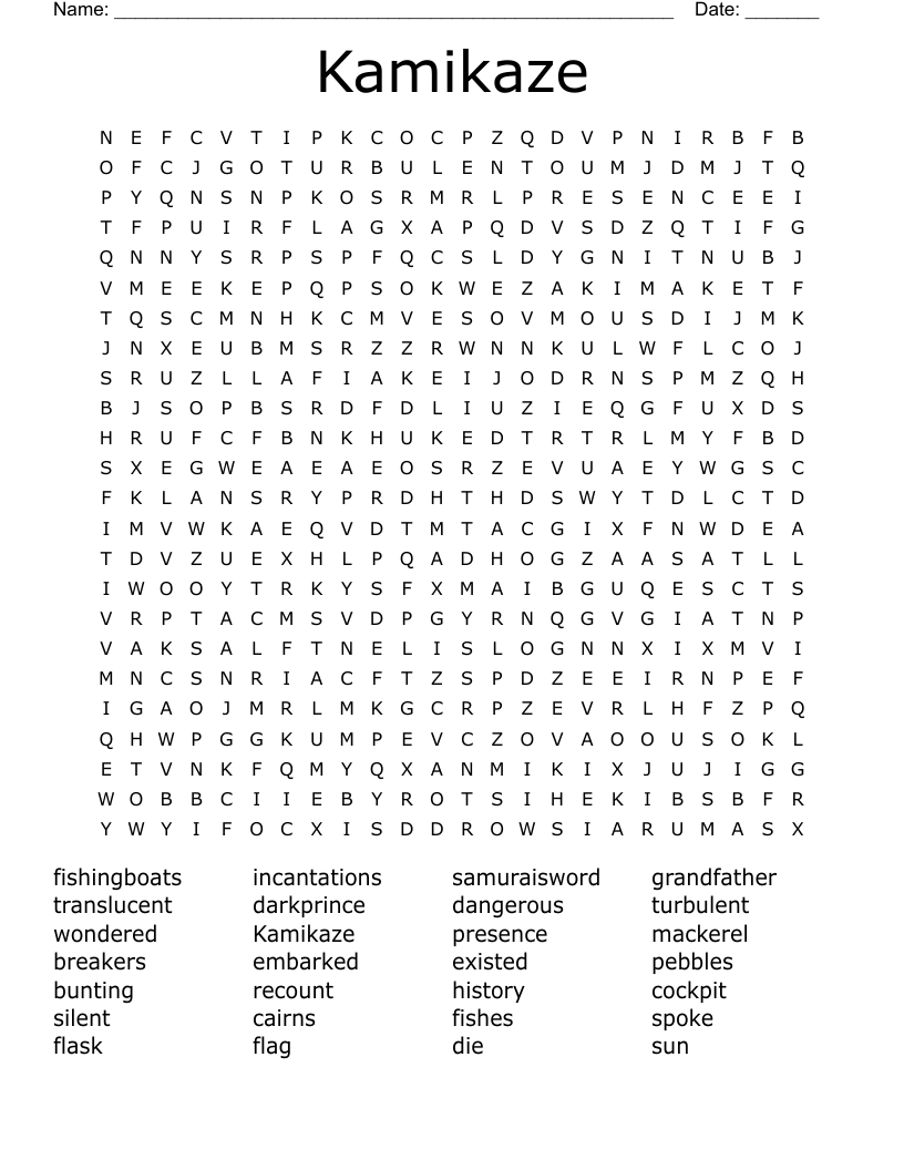 Kamikaze Word Search