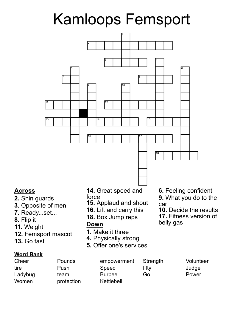 Kamloops Femsport Crossword