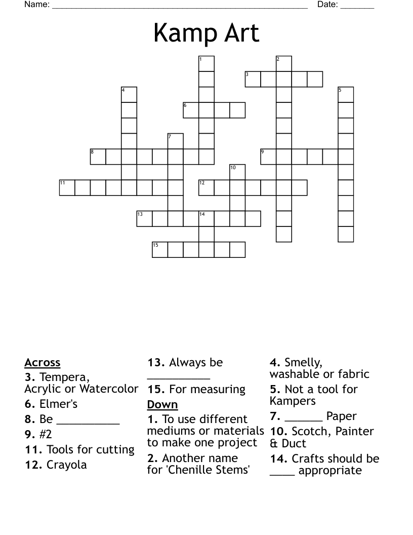 Kamp Art Crossword