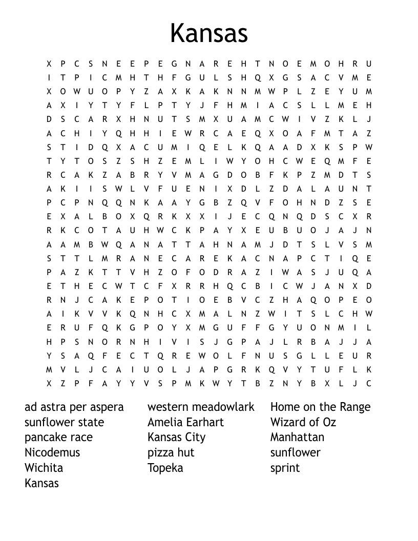 Kansas Word Search