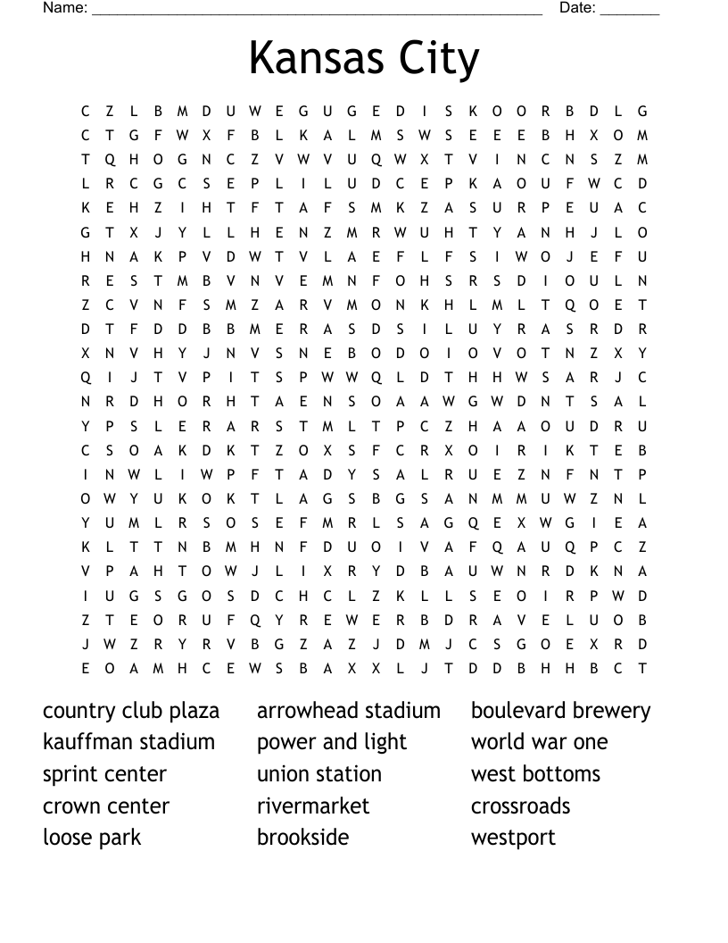 Kansas City Word Search