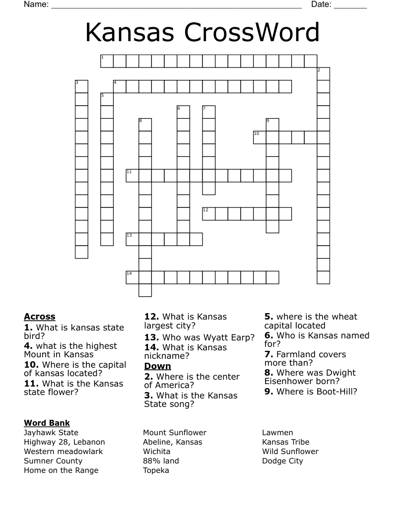 Kansas CrossWord