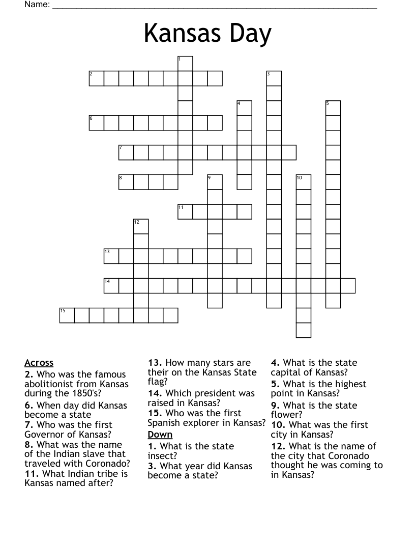 Kansas Day Crossword