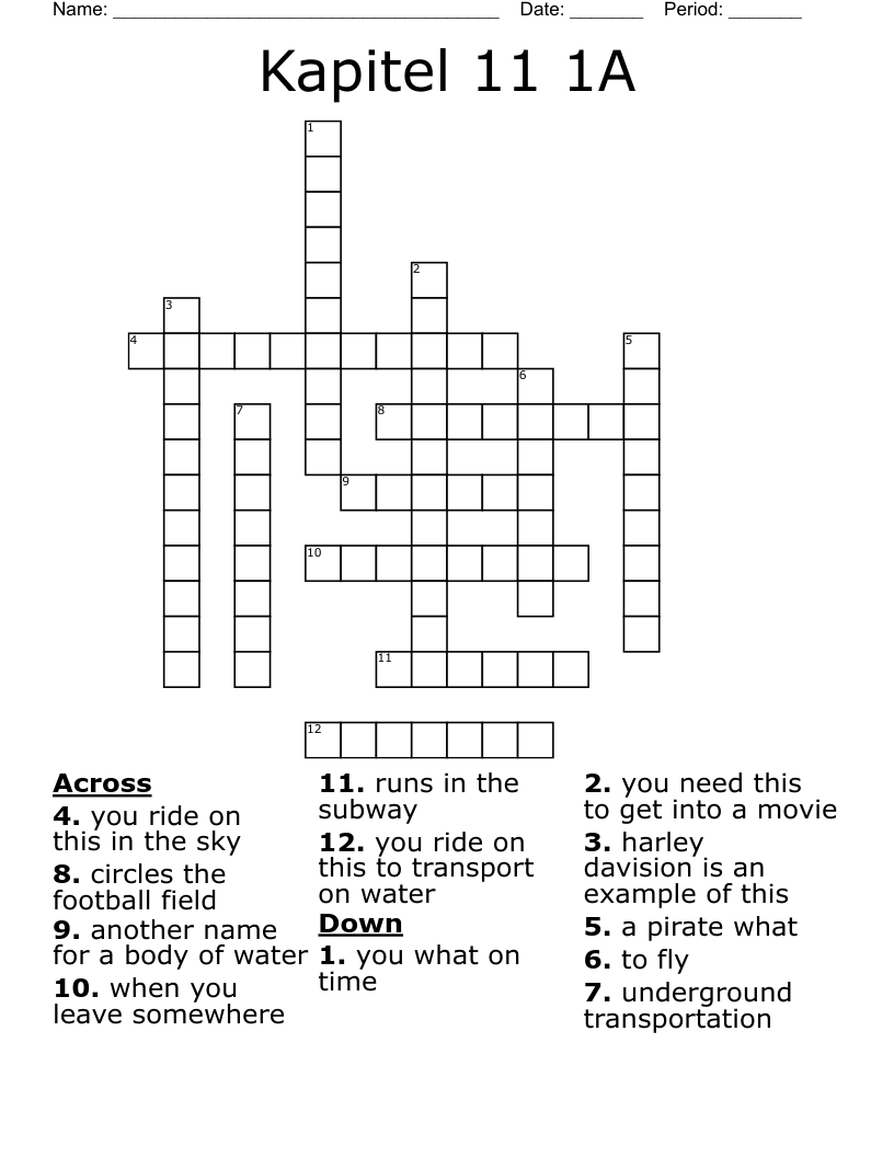 Kapitel 11 1A Crossword