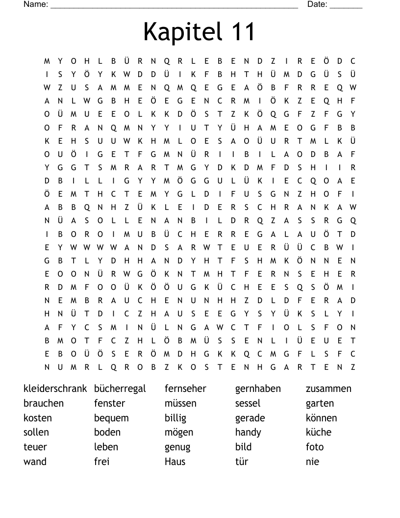 Kapitel 11 Word Search