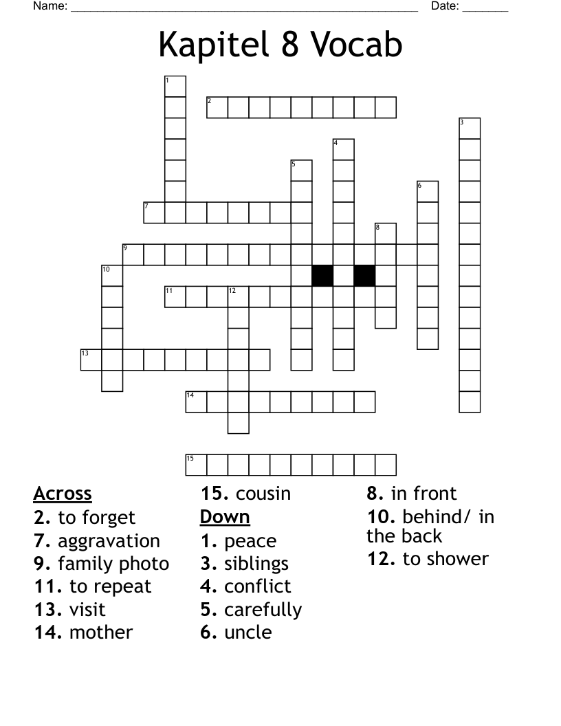 Kapitel 8 Vocab Crossword