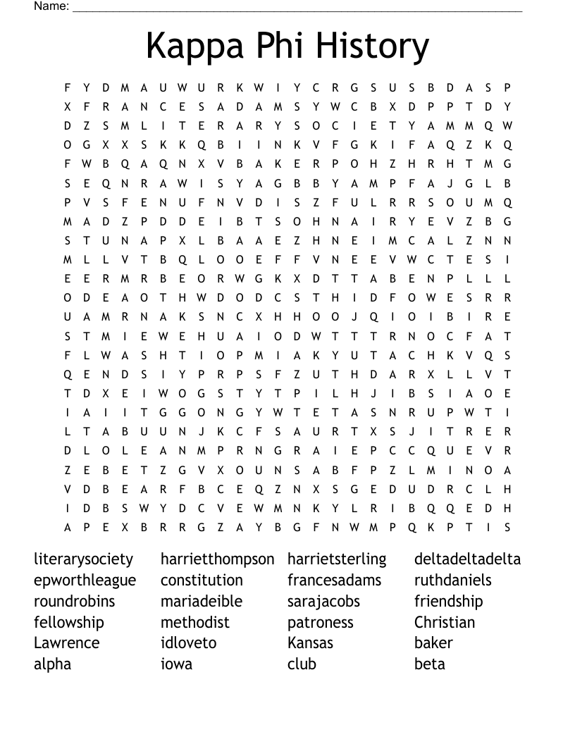 Kappa Phi History Word Search