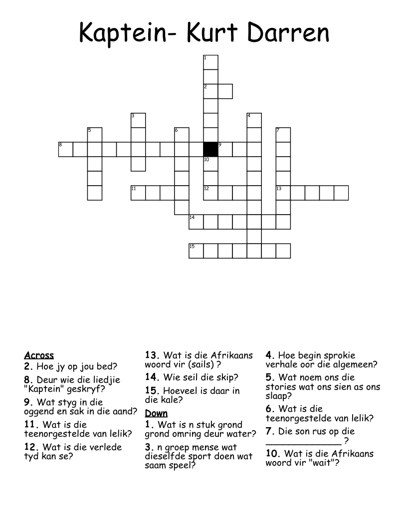 Kaptein- Kurt Darren  Crossword