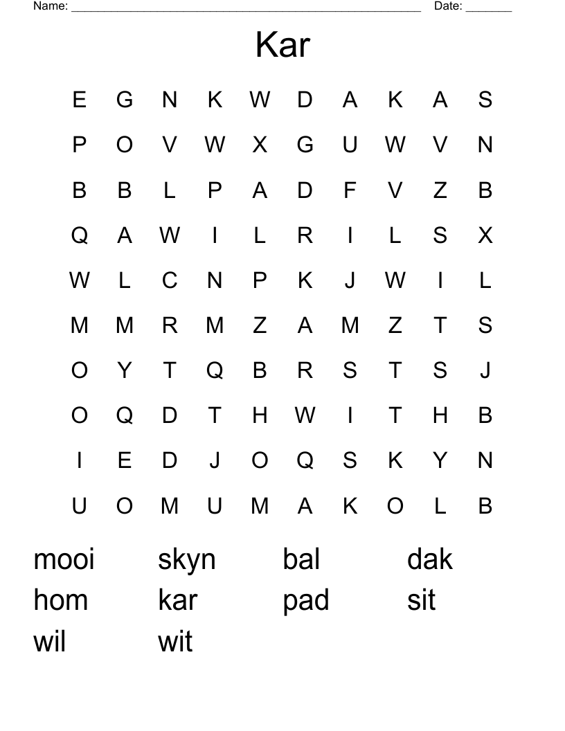Kar Word Search