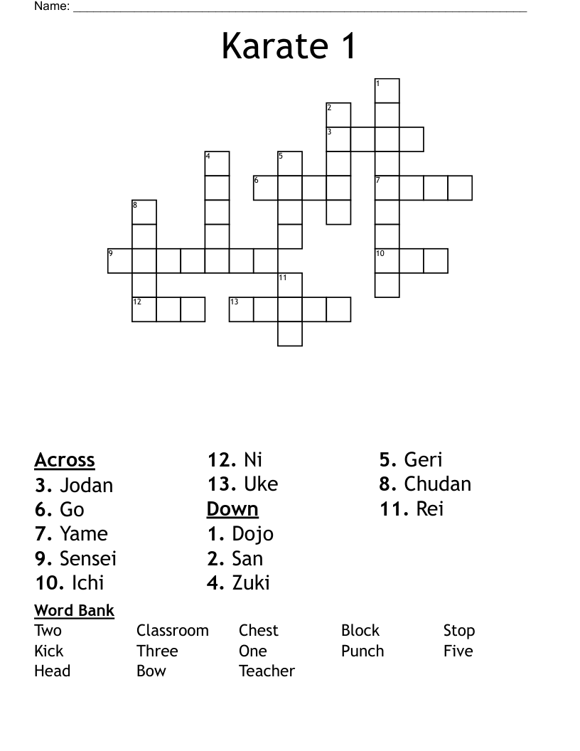 Karate 1 Crossword