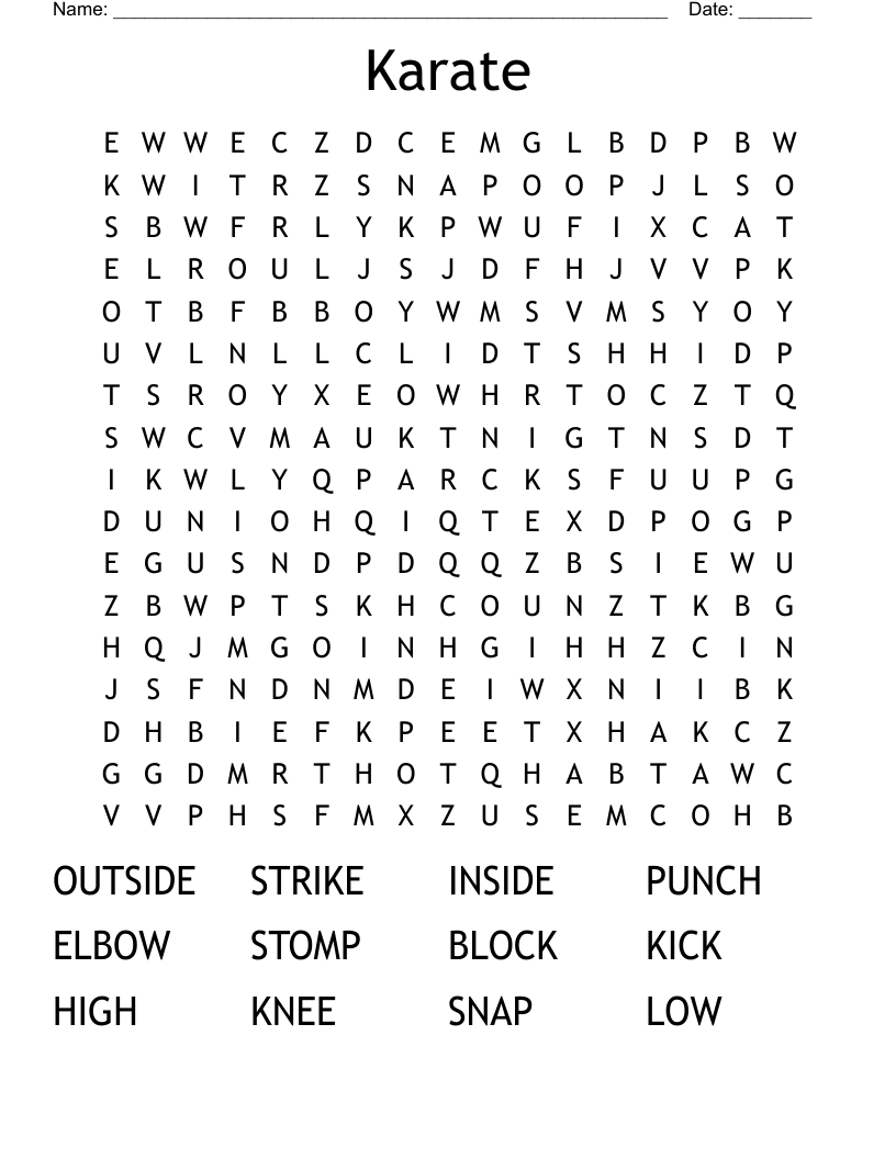 Karate Word Search