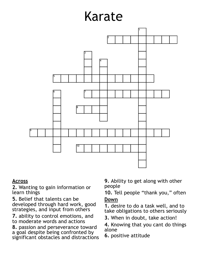 Karate Crossword