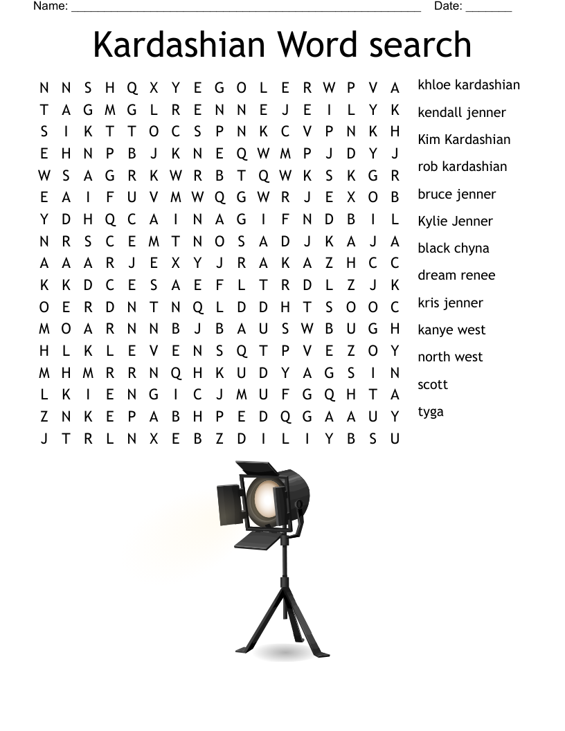 Kardashian Word search