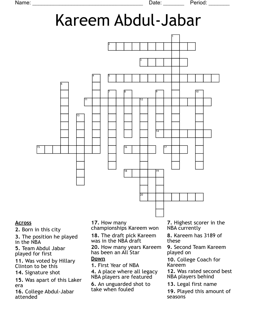 Kareem Abdul-Jabar  Crossword
