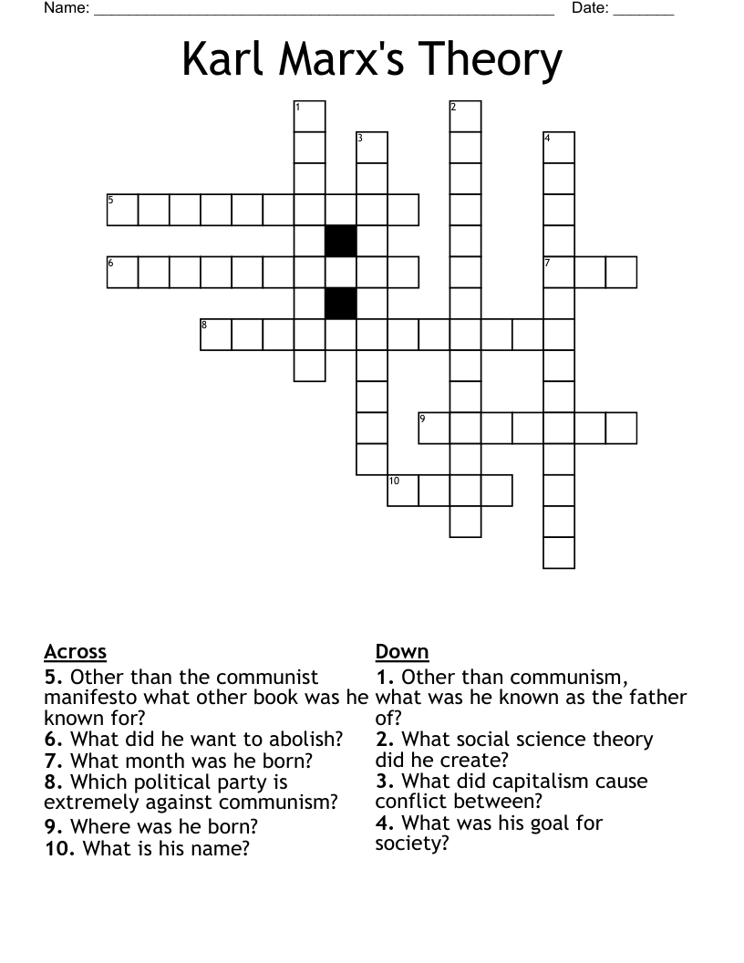 Karl Marx's Theory  Crossword
