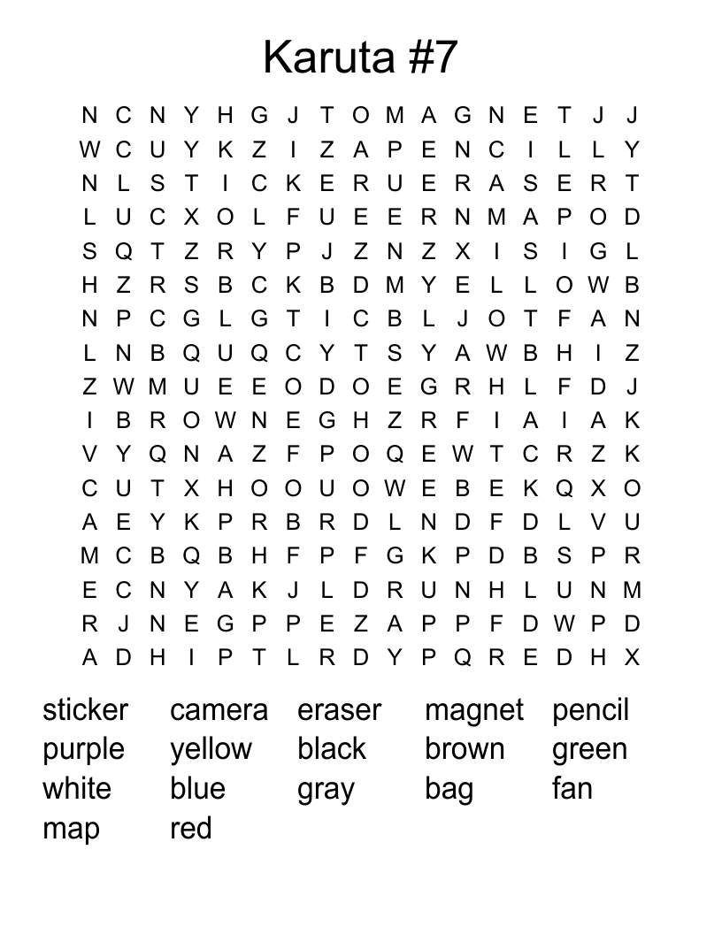 Karuta #7 Word Search