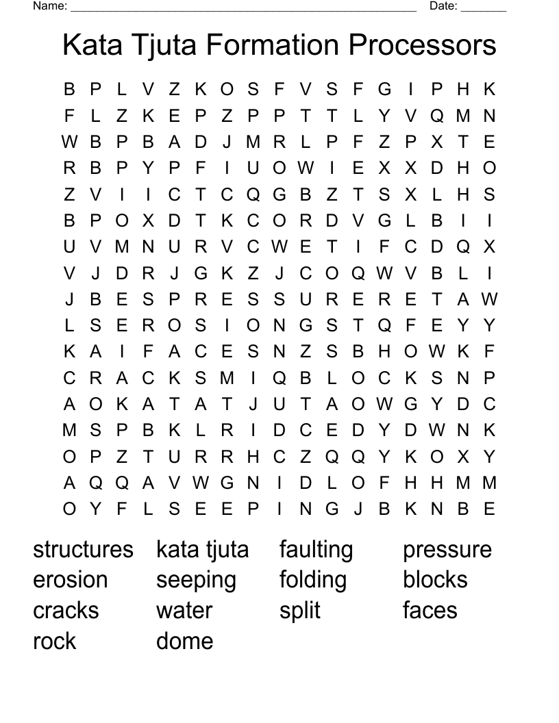 Kata Tjuta Formation Processors  Word Search