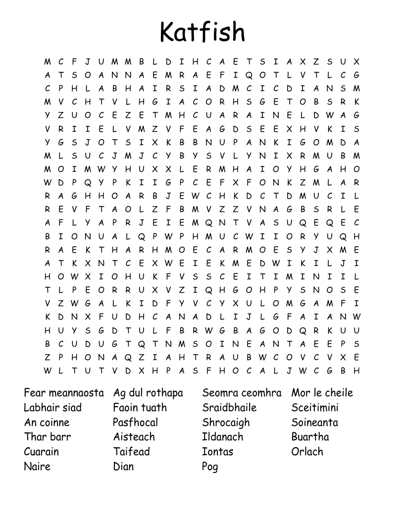 Katfish Word Search