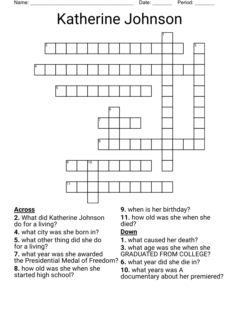 Katherine Johnson Crossword