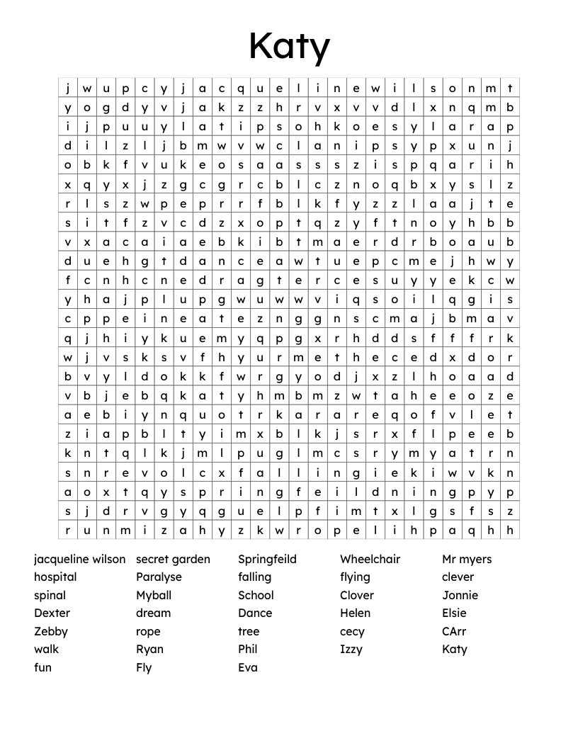 Katy Word Search
