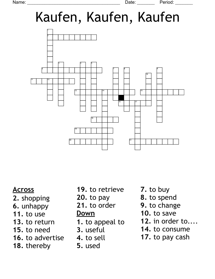Kaufen, Kaufen, Kaufen Crossword