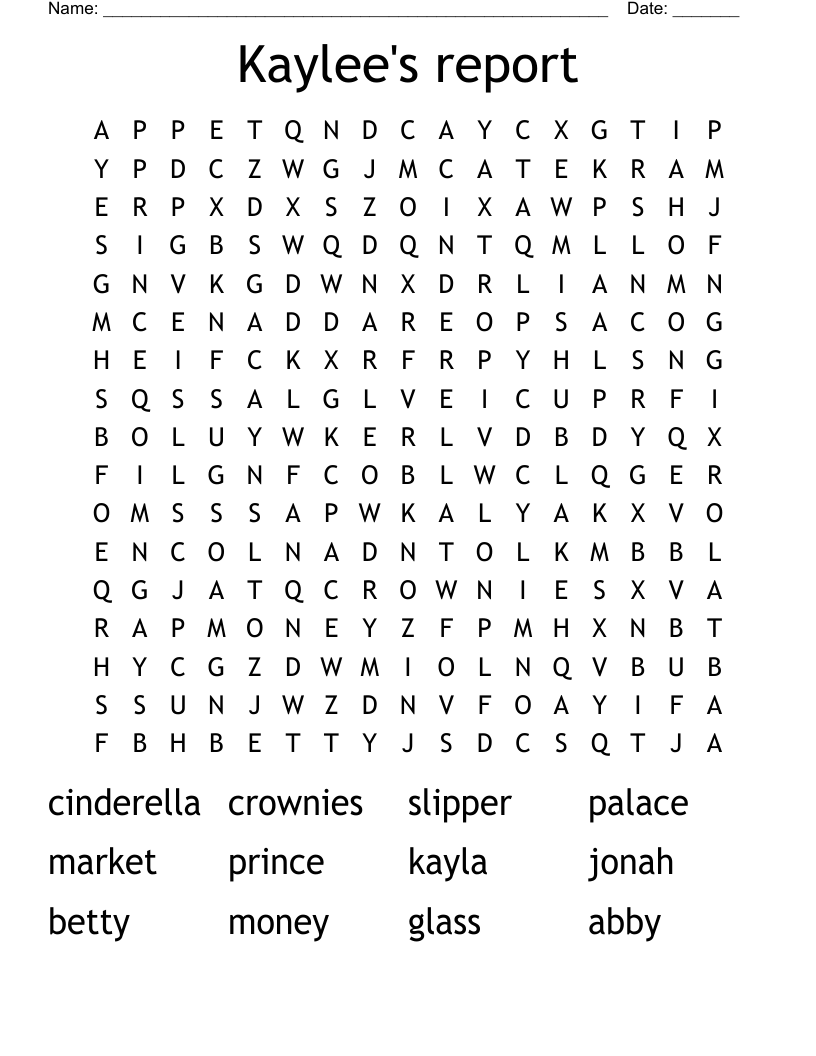 Kaylee's report Word Search