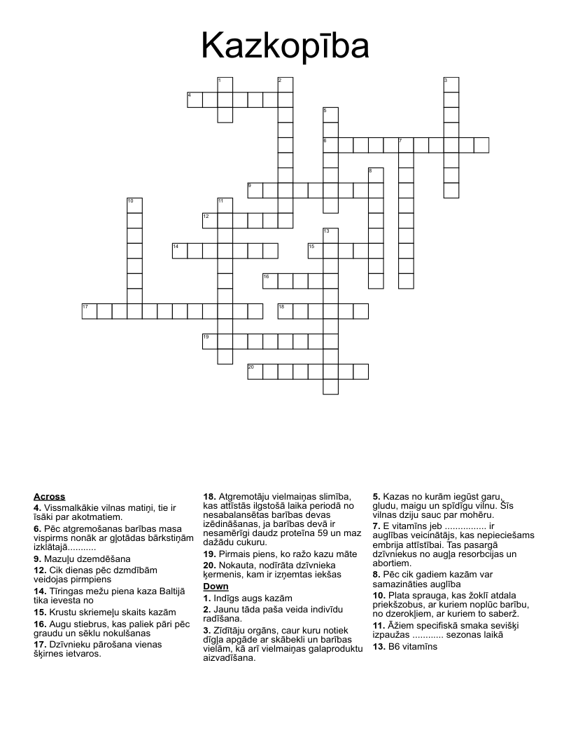 Kazkopība Crossword