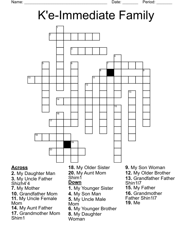 K'e-Immediate Family Crossword