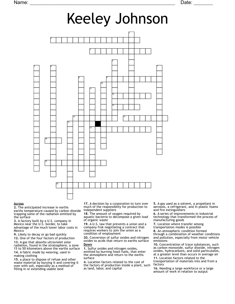 Keeley Johnson Crossword