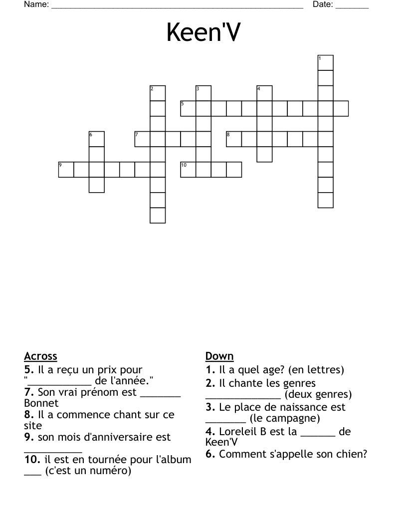 Keen'V Crossword