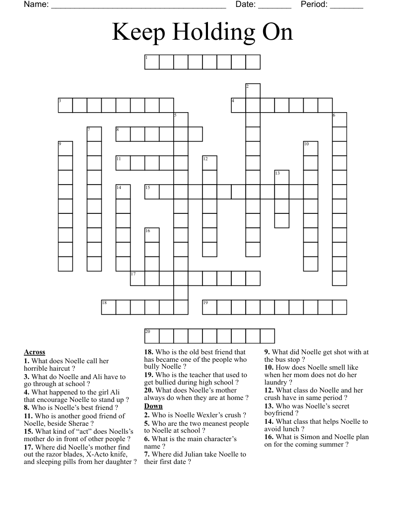 Keep Holding On Crossword