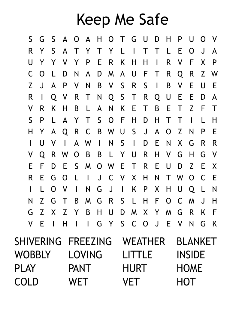 Keep Me Safe Word Search