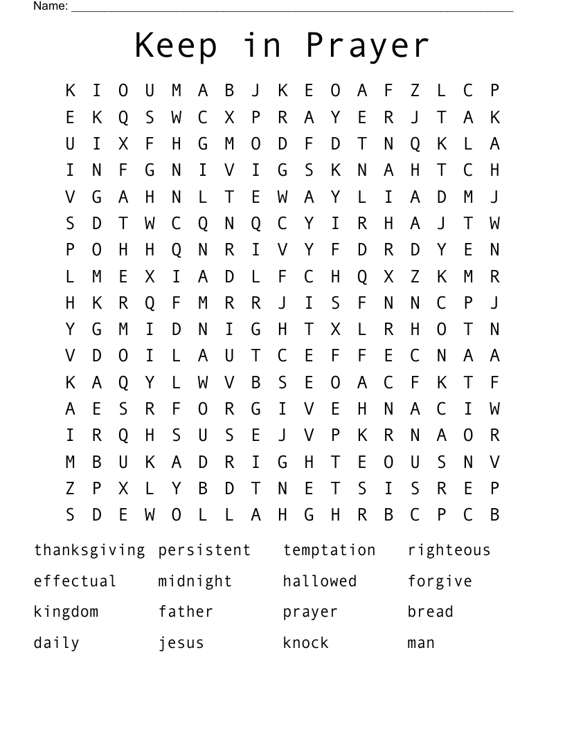 Keep in Prayer Word Search