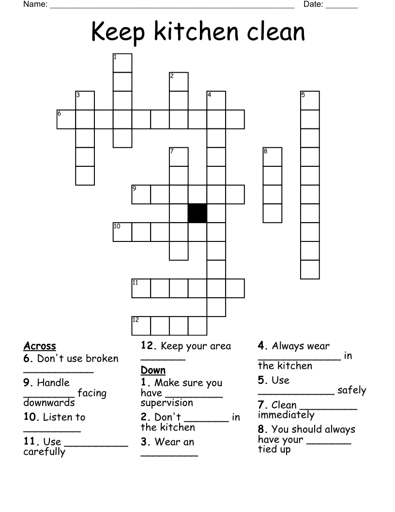 Keep kitchen clean Crossword