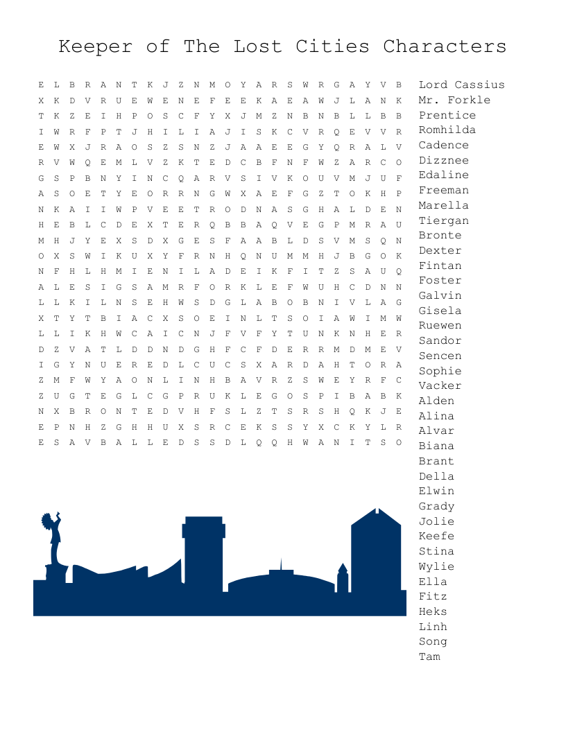 Keeper of The Lost Cities Characters Word Search