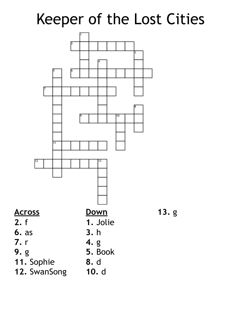 Keeper of the Lost Cities Crossword
