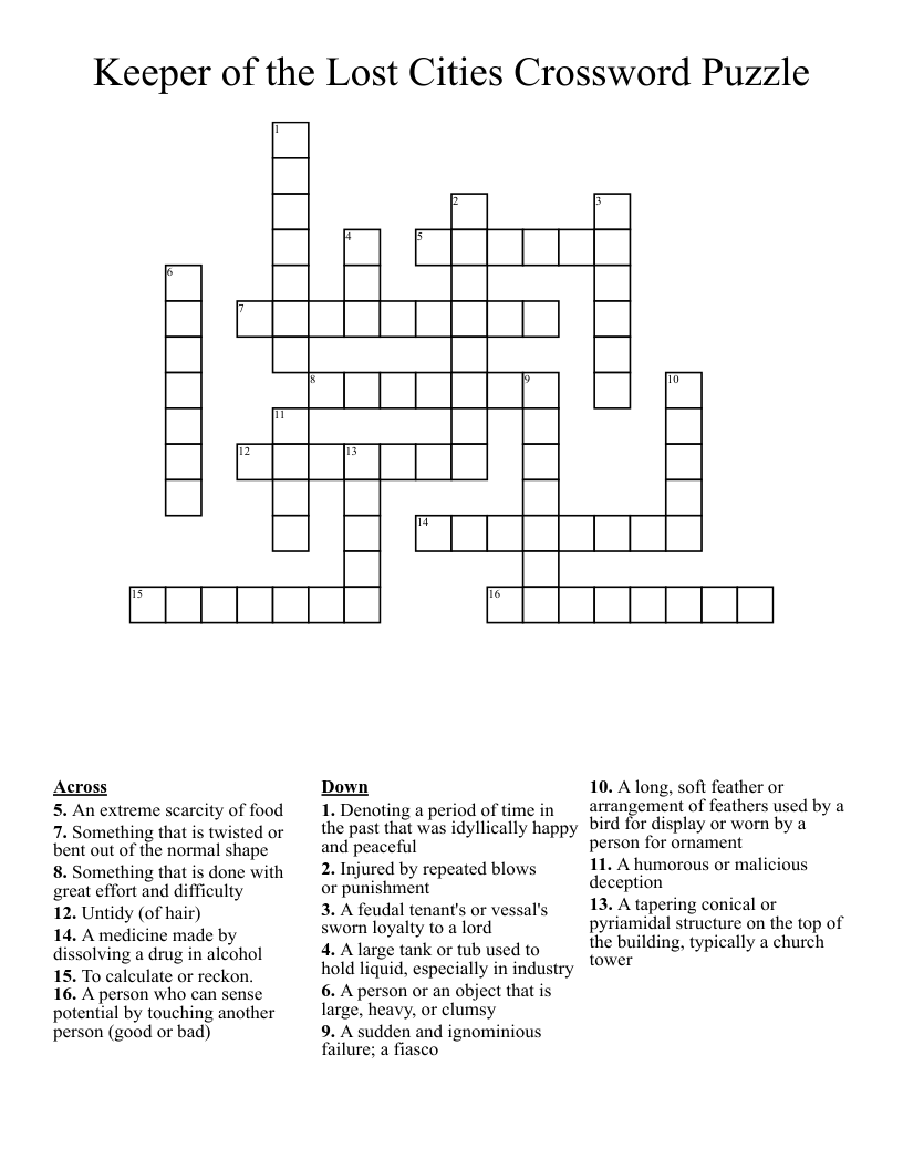 Keeper of the Lost Cities Crossword Puzzle