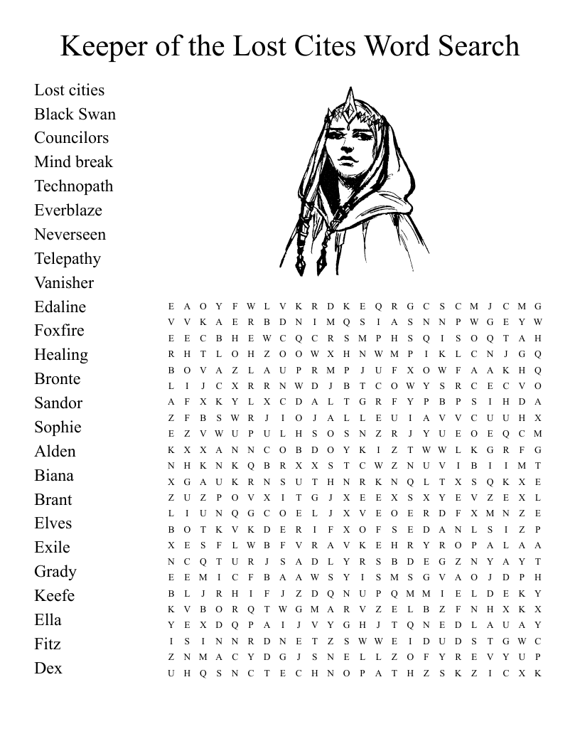 Keeper of the Lost Cites Word Search