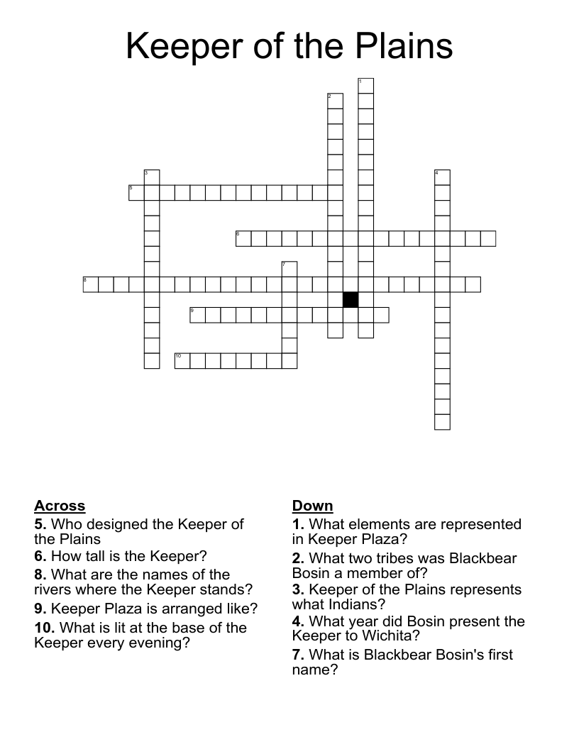 Keeper of the Plains Crossword