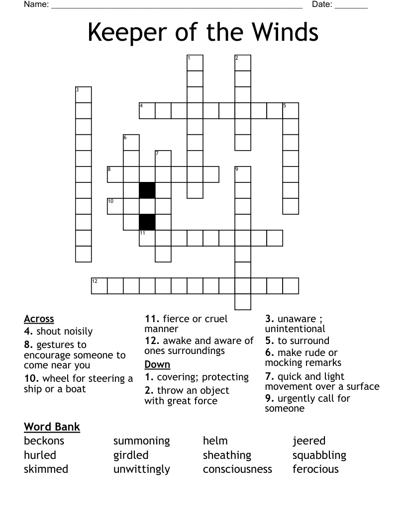 Keeper of the Winds Crossword