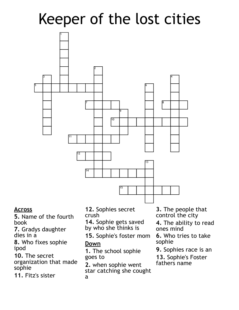 Keeper of the lost cities Crossword