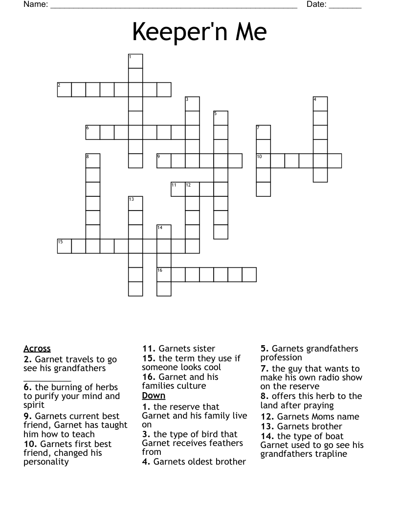 Keeper'n Me Crossword
