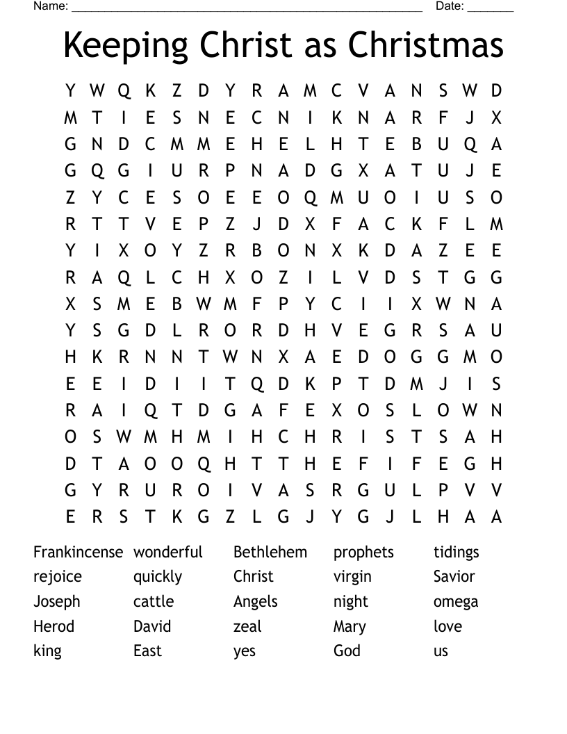 Keeping Christ as Christmas Word Search