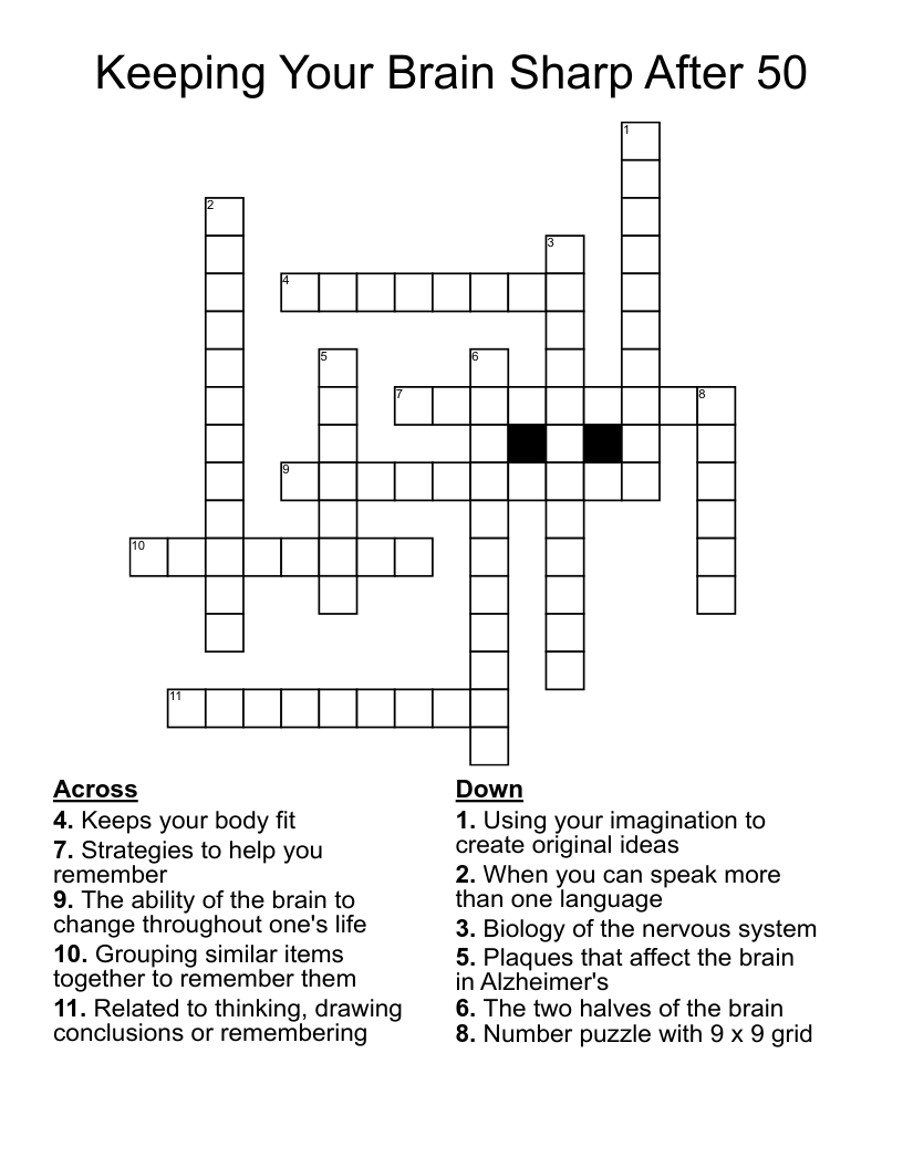 Keeping Your Brain Sharp After 50 Crossword