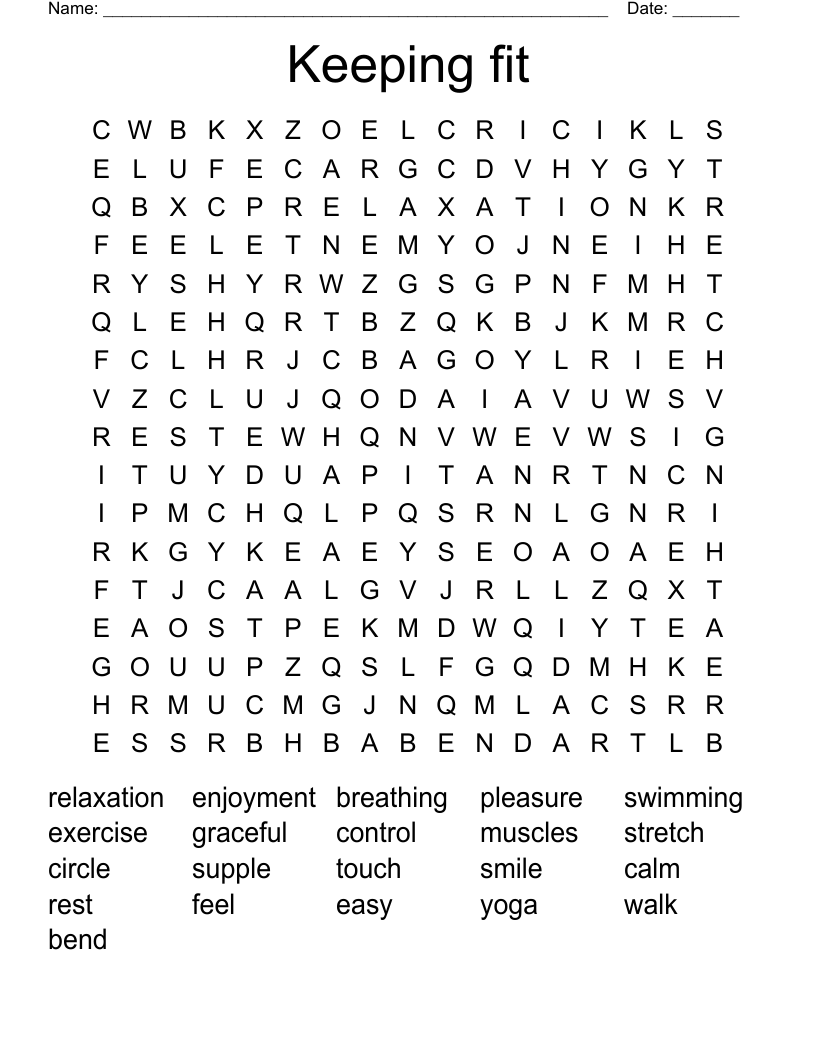 Keeping fit Word Search