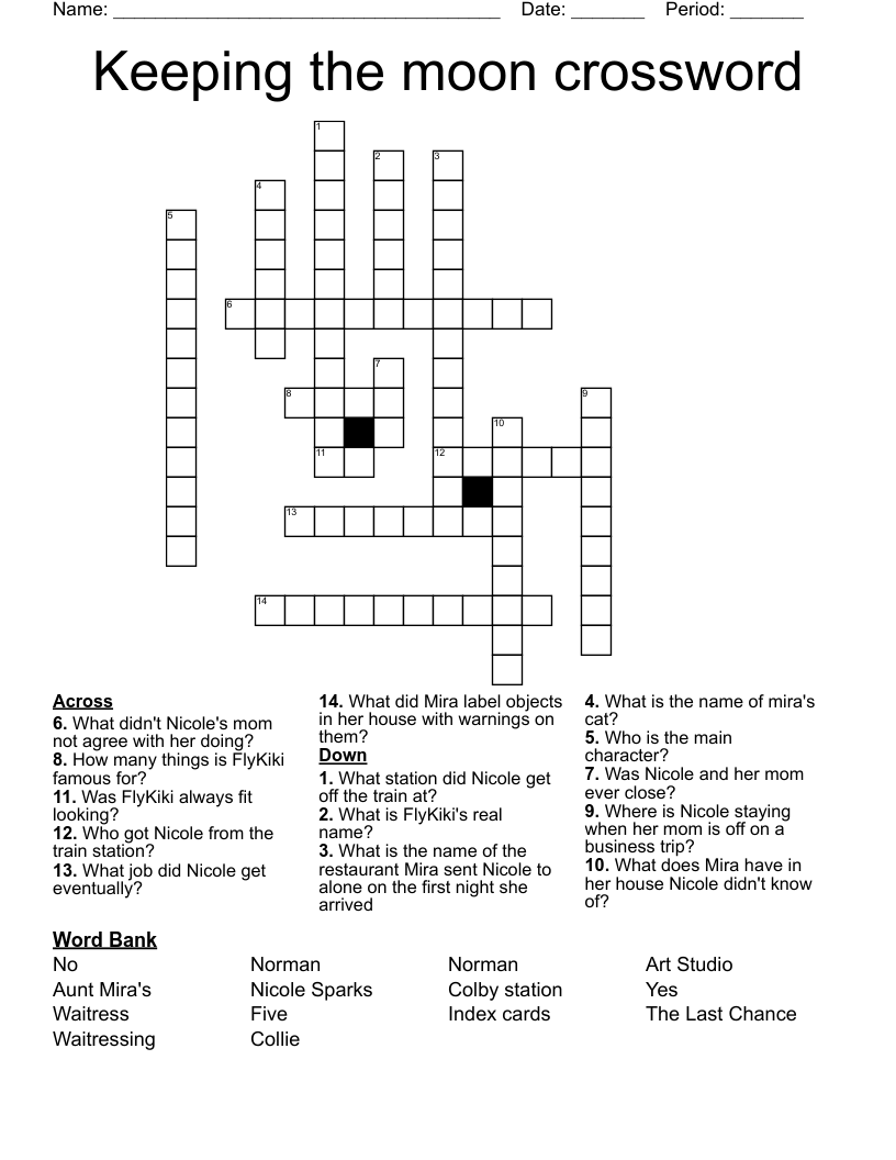 Keeping the moon crossword
